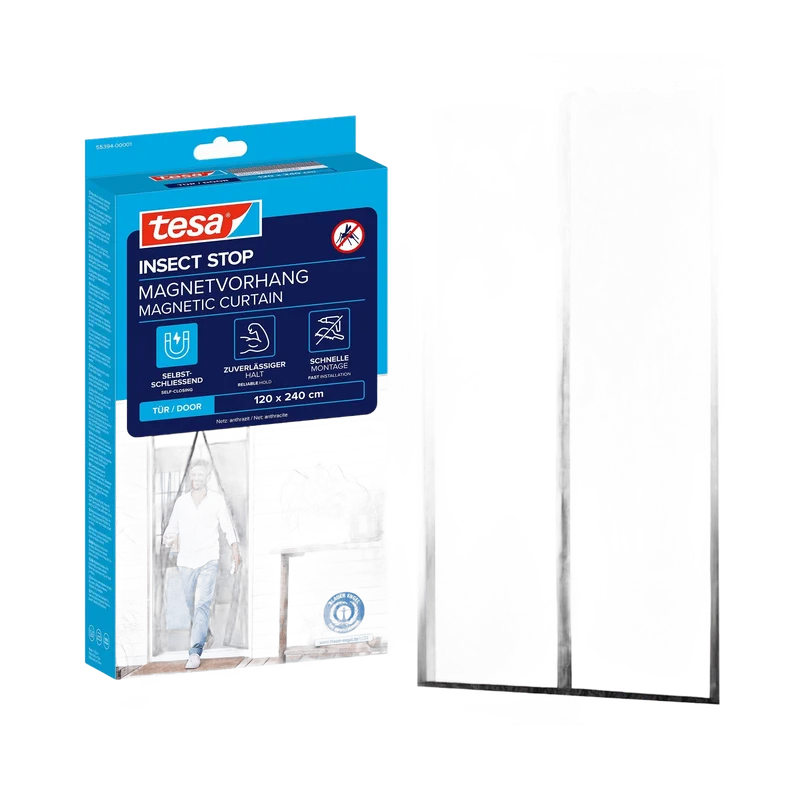 tesa Insect Stop magnetisch deurgordijn – 120 x 240 cm, antraciet